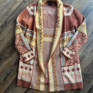 Angie Women's Earthy Tones Patterned Cardigan
